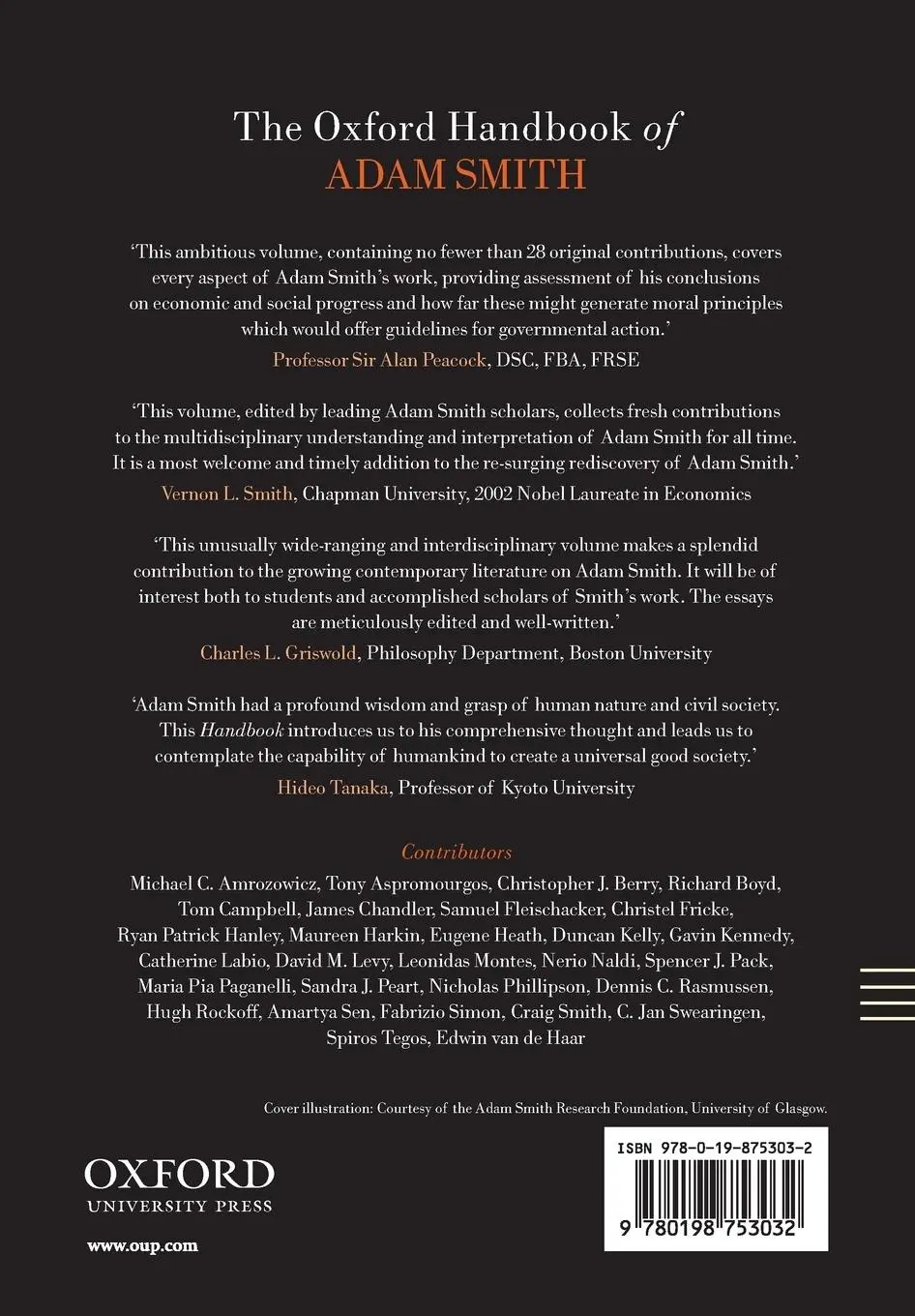 Rückseite: 9780198753032 | The Oxford Handbook of Adam Smith | Christopher J. Berry (u. a.)