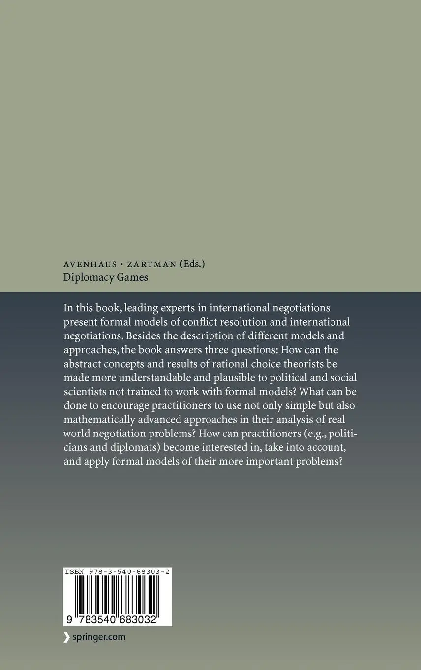 Rückseite: 9783540683032 | Diplomacy Games | Formal Models and International Negotiations | Buch