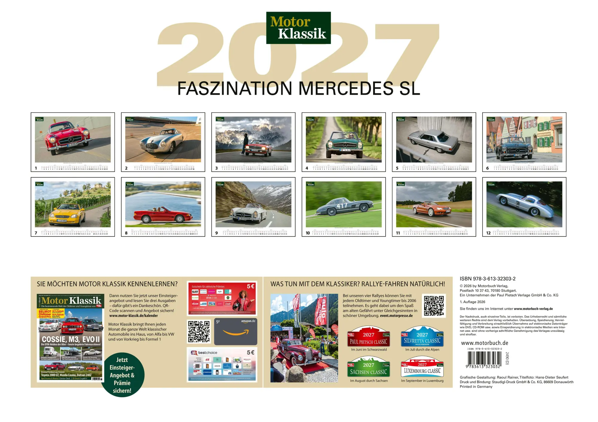 Bild: 9783613323032 | Motor Klassik Kalender 2027 | Faszination Mercedes SL | Kalender