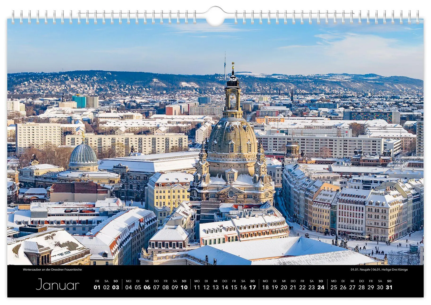 Bild: 9783912303032 | Kalender Dresden Luftaufnahmen 2027 | 45 x 30 cm schwarzes Kalendarium
