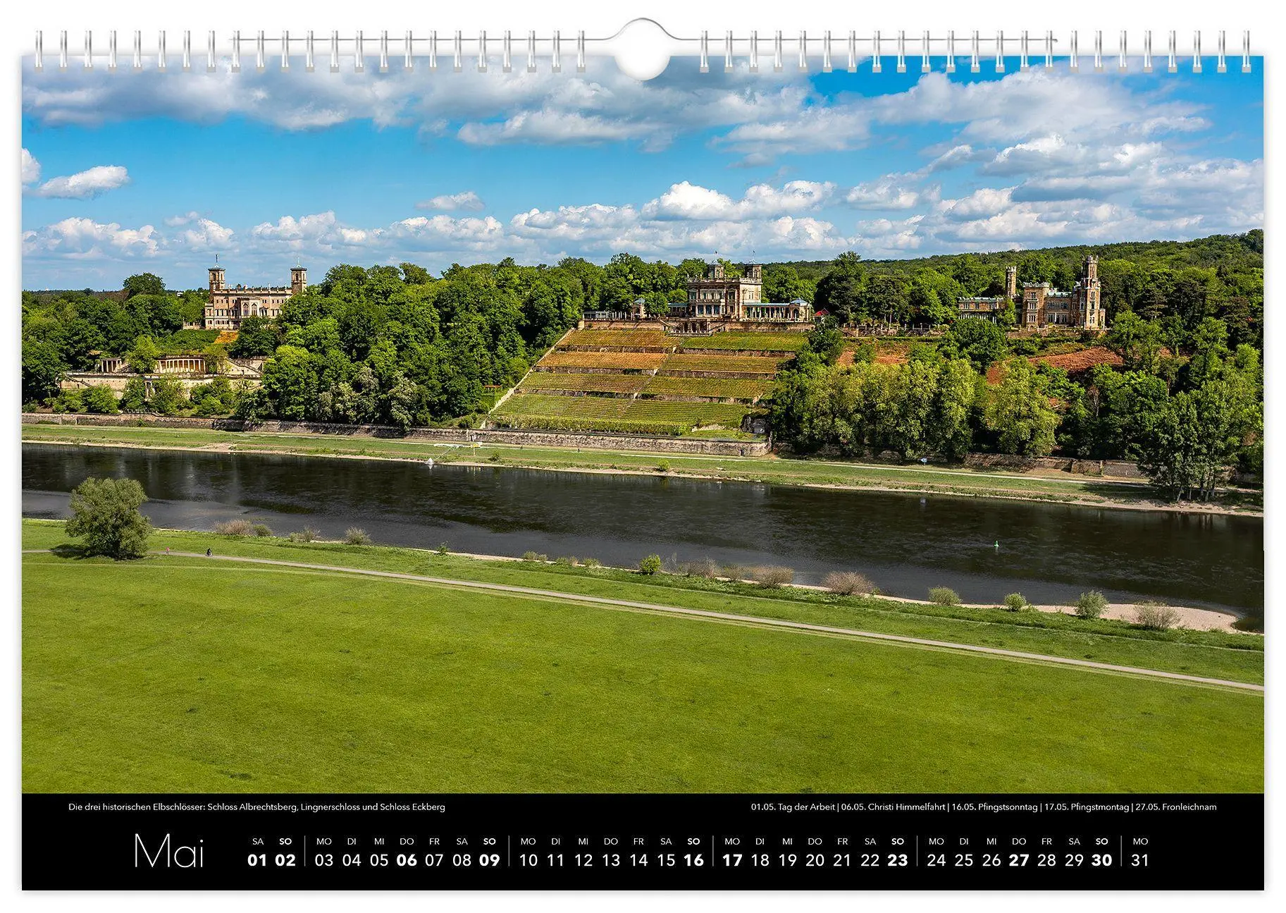 Bild: 9783912303032 | Kalender Dresden Luftaufnahmen 2027 | 45 x 30 cm schwarzes Kalendarium