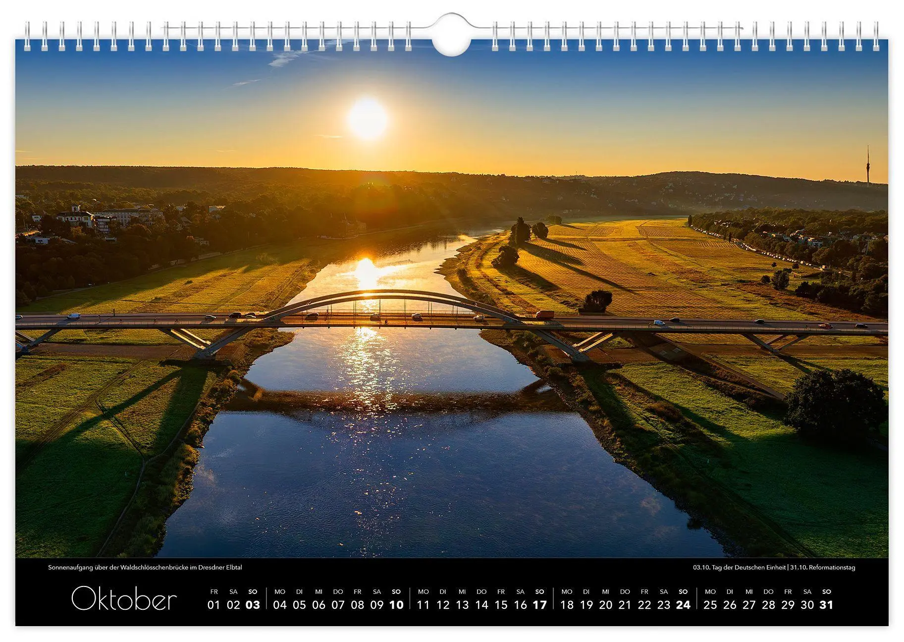 Bild: 9783912303032 | Kalender Dresden Luftaufnahmen 2027 | 45 x 30 cm schwarzes Kalendarium