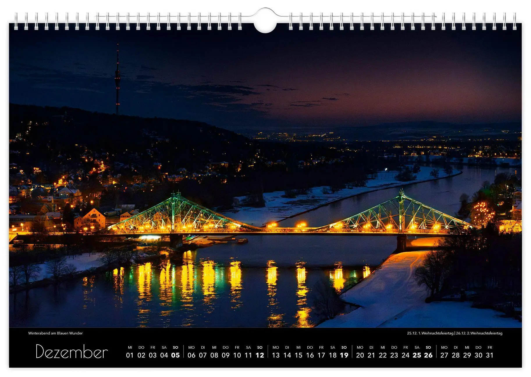 Bild: 9783912303032 | Kalender Dresden Luftaufnahmen 2027 | 45 x 30 cm schwarzes Kalendarium