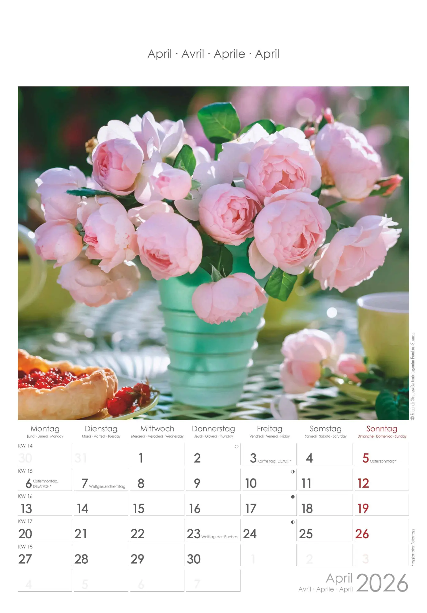 Bild: 4069095003132 | Rosenträume 2026 - Bildkalender 23,7x34 cm - Kalender mit Platz für...