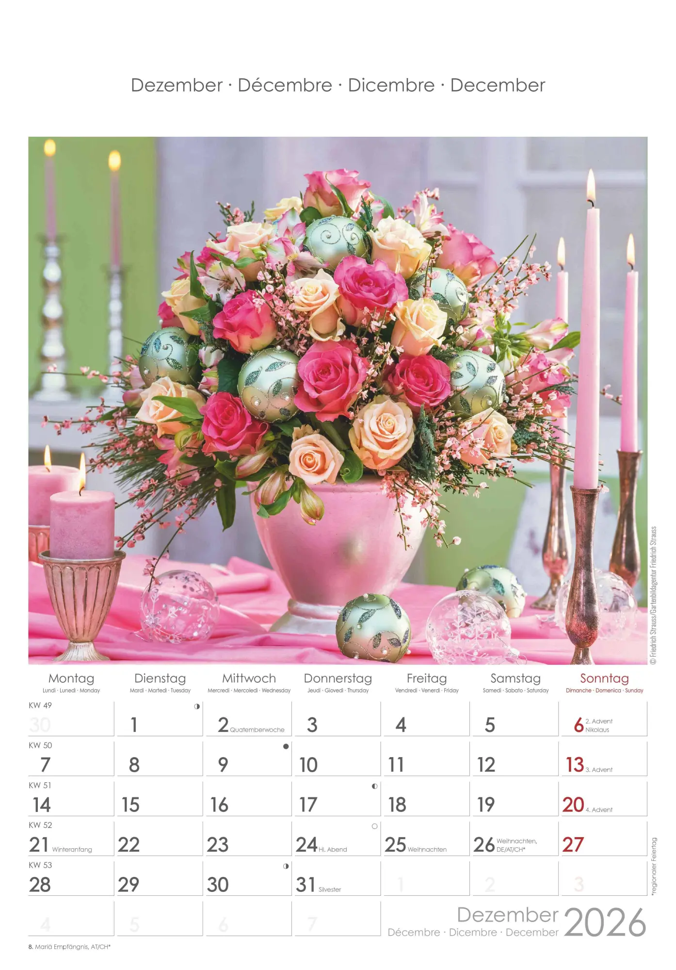 Bild: 4069095003132 | Rosenträume 2026 - Bildkalender 23,7x34 cm - Kalender mit Platz für...
