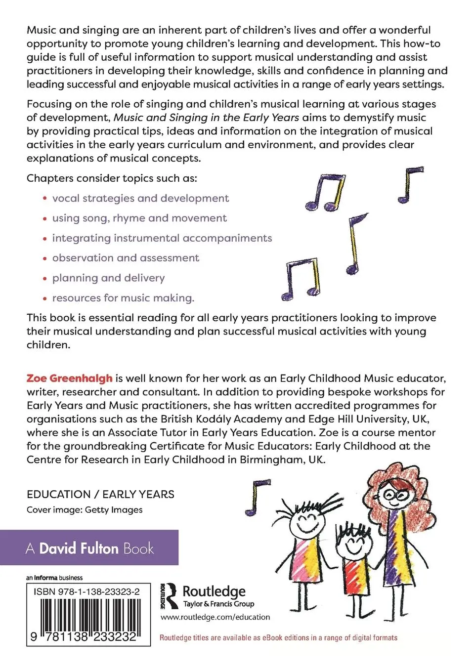 Rückseite: 9781138233232 | Music and Singing in the Early Years | Zoe Greenhalgh | Taschenbuch