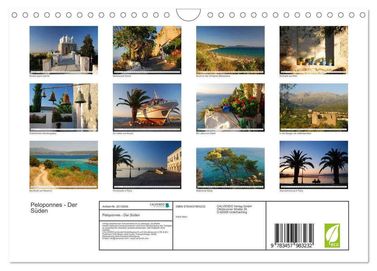 Bild: 9783457983232 | Peloponnes - Der Süden (Wandkalender 2026 DIN A4 quer), CALVENDO...