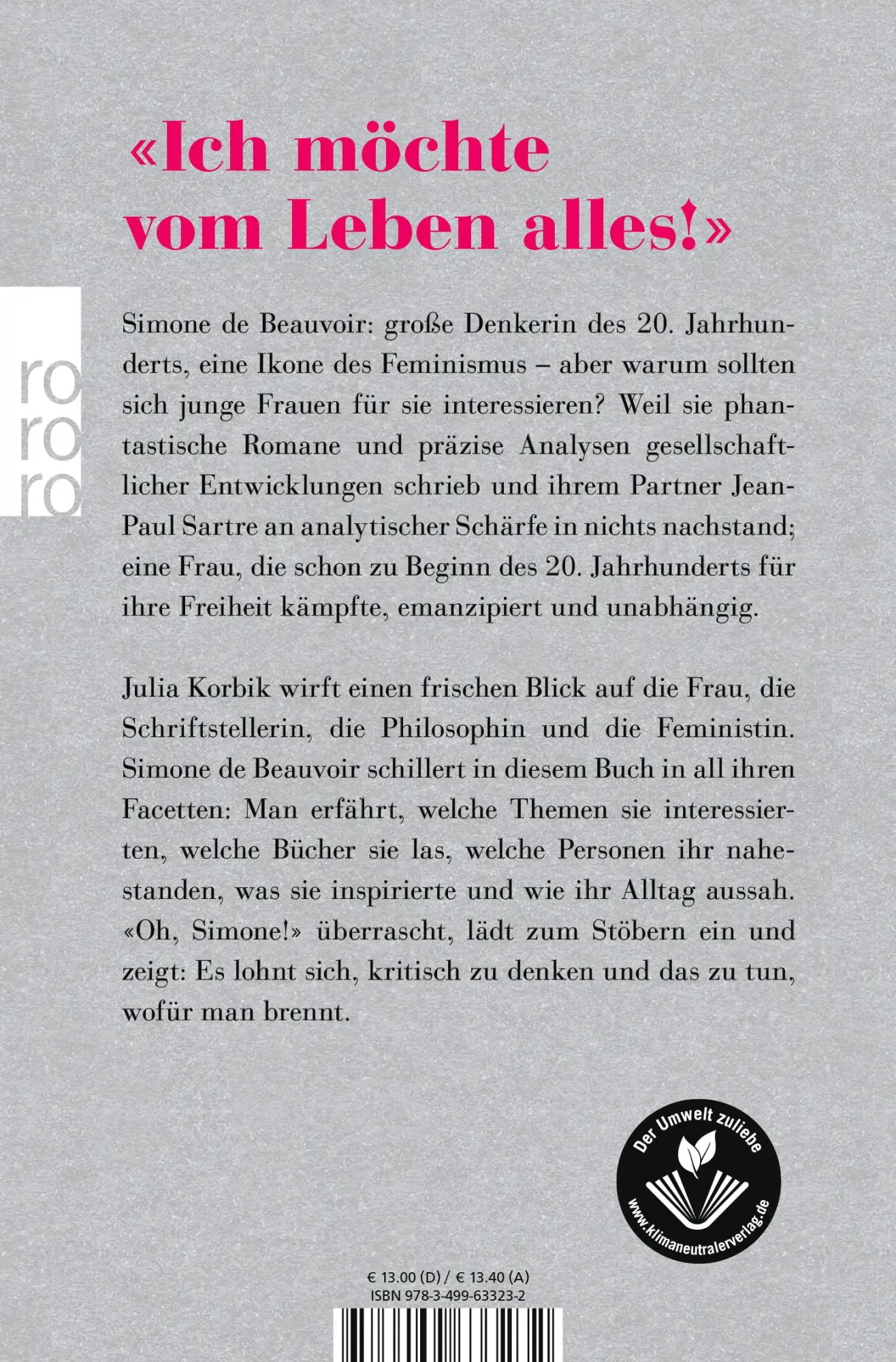 Rückseite: 9783499633232 | Oh, Simone! | Warum wir Beauvoir wiederentdecken sollten | Korbik
