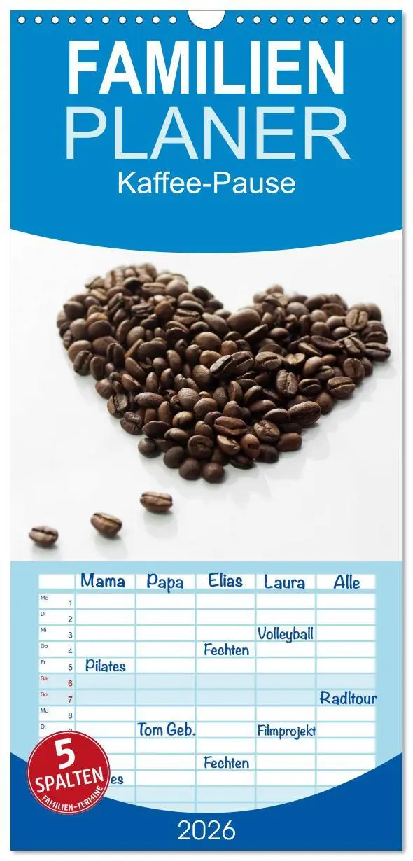 Cover: 9783516523232 | Familienplaner 2026 - Kaffee-Pause Terminkalender mit 5 Spalten...