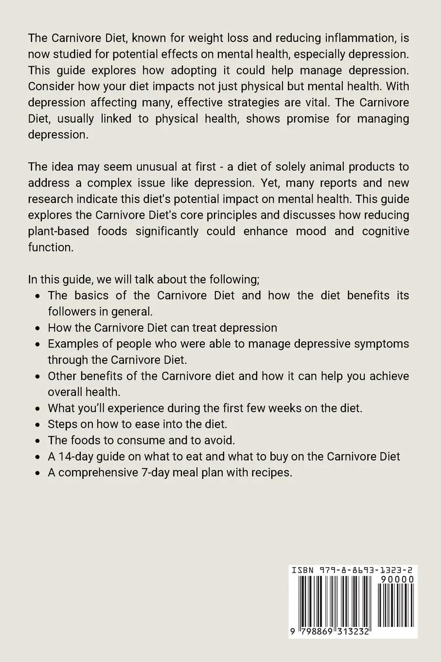 Rückseite: 9798869313232 | Carnivore Diet For Depression | Brandon Gilta | Taschenbuch | Englisch