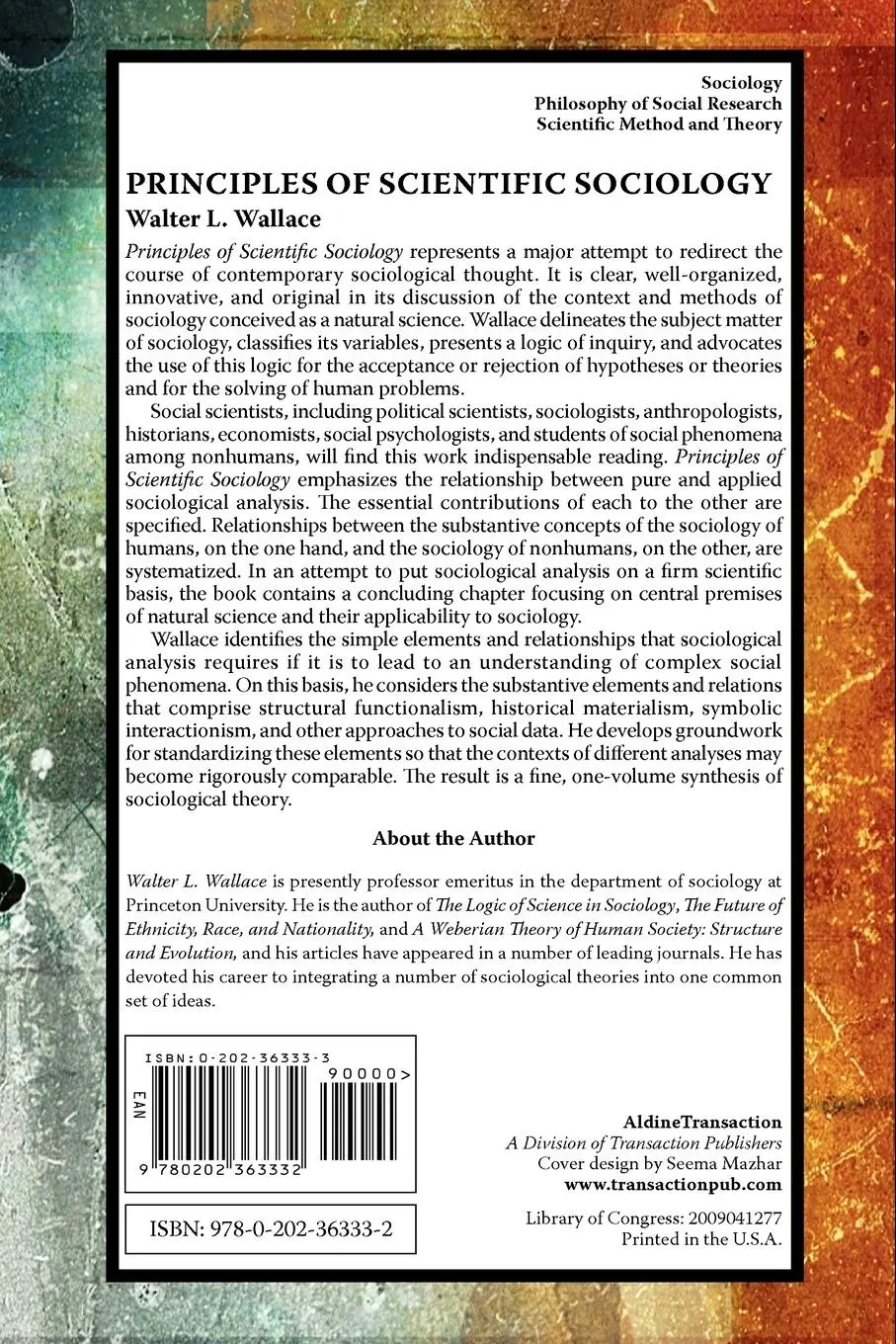 Rückseite: 9780202363332 | Principles of Scientific Sociology | Walter Wallace | Taschenbuch