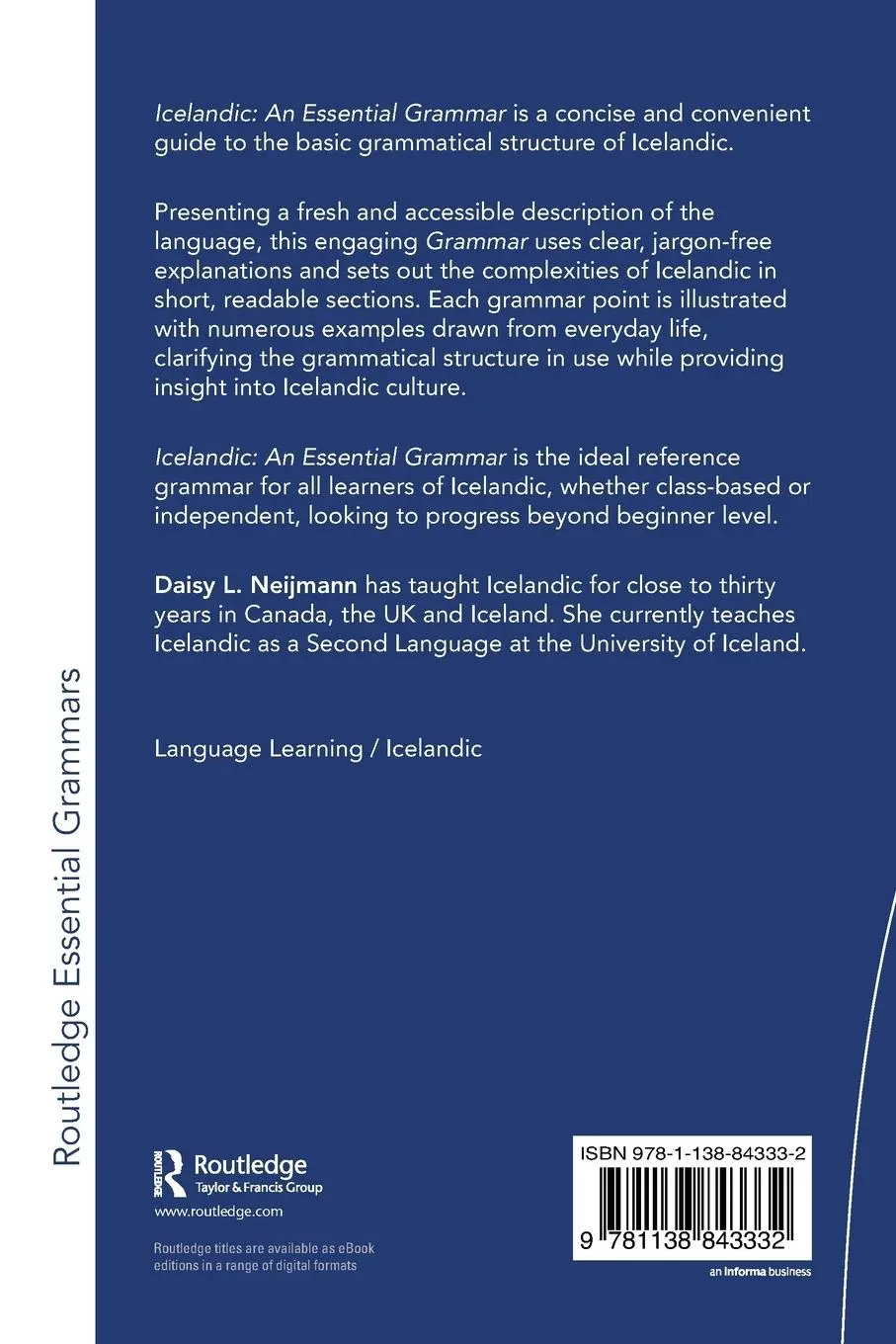 Rückseite: 9781138843332 | Icelandic | An Essential Grammar | Daisy L. Neijmann | Taschenbuch