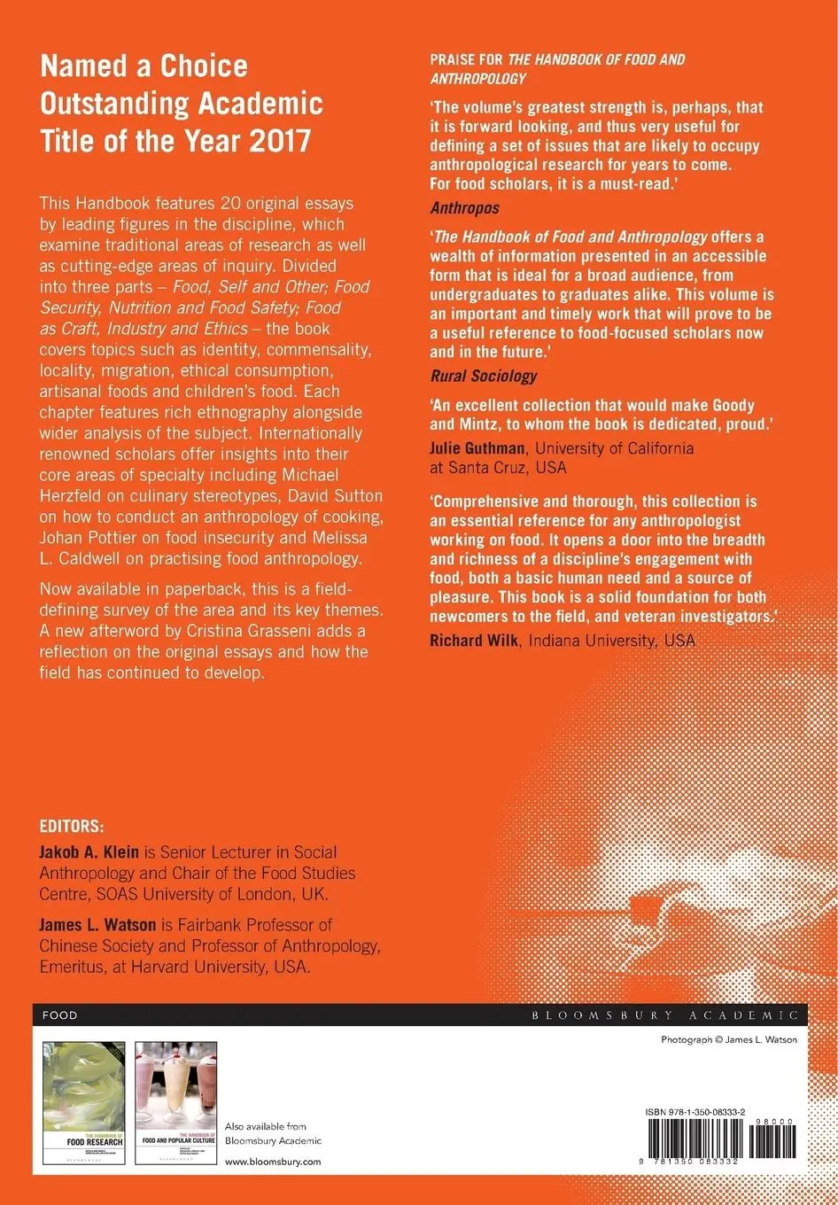 Rückseite: 9781350083332 | The Handbook of Food and Anthropology | Jakob A. Klein (u. a.) | Buch