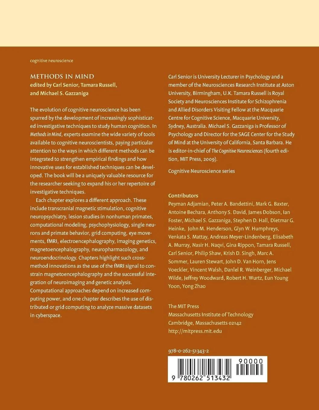Rückseite: 9780262513432 | Methods in Mind | Carl Senior (u. a.) | Taschenbuch | Englisch | 2009