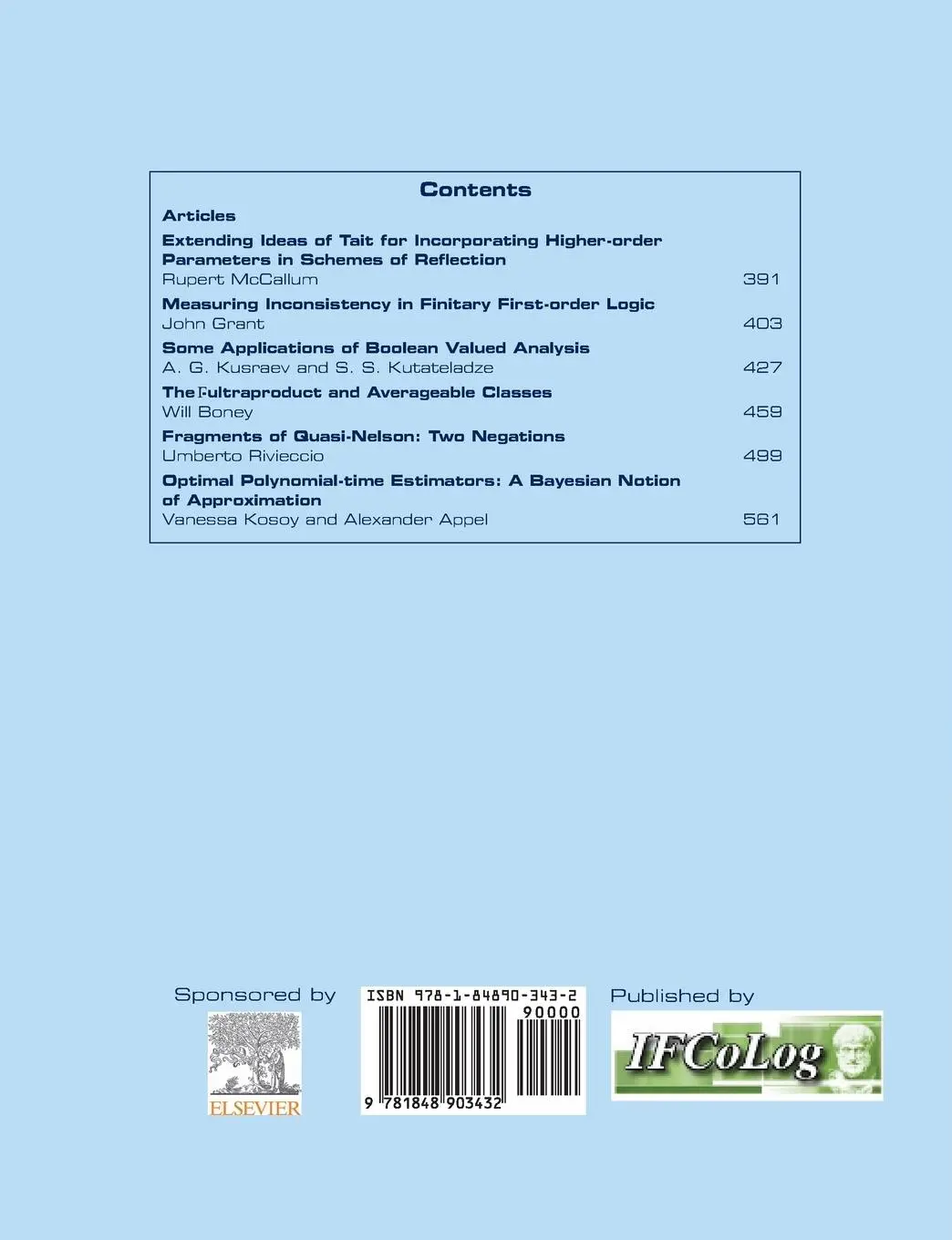Rückseite: 9781848903432 | Journal of Applied Logics - The IfCoLog Journal of Logics and their...