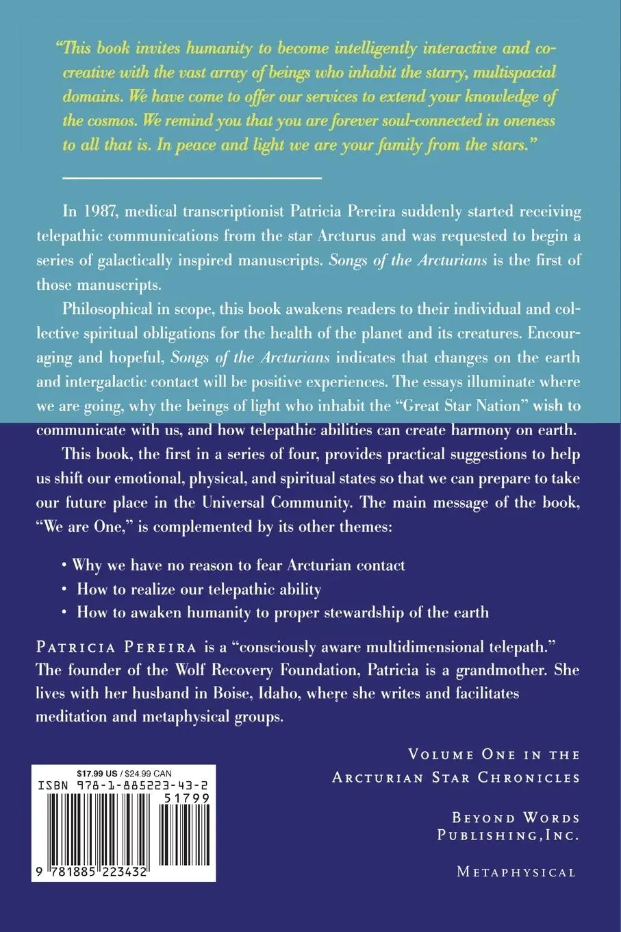 Rückseite: 9781885223432 | Songs Of The Arcturians | Patricia Pereira | Taschenbuch | Englisch