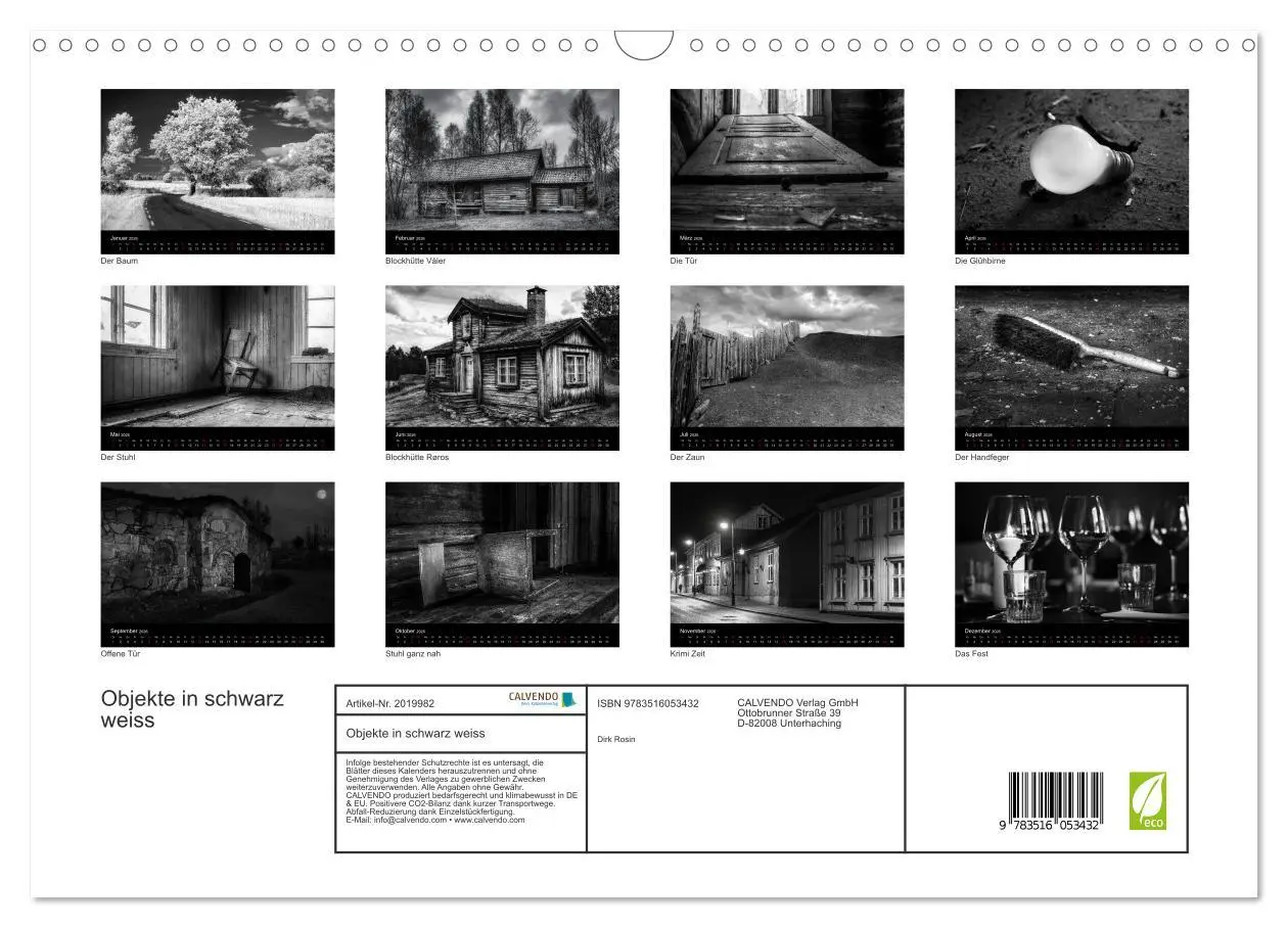 Bild: 9783516053432 | Objekte in schwarz weiss (Wandkalender 2026 DIN A3 quer), CALVENDO...
