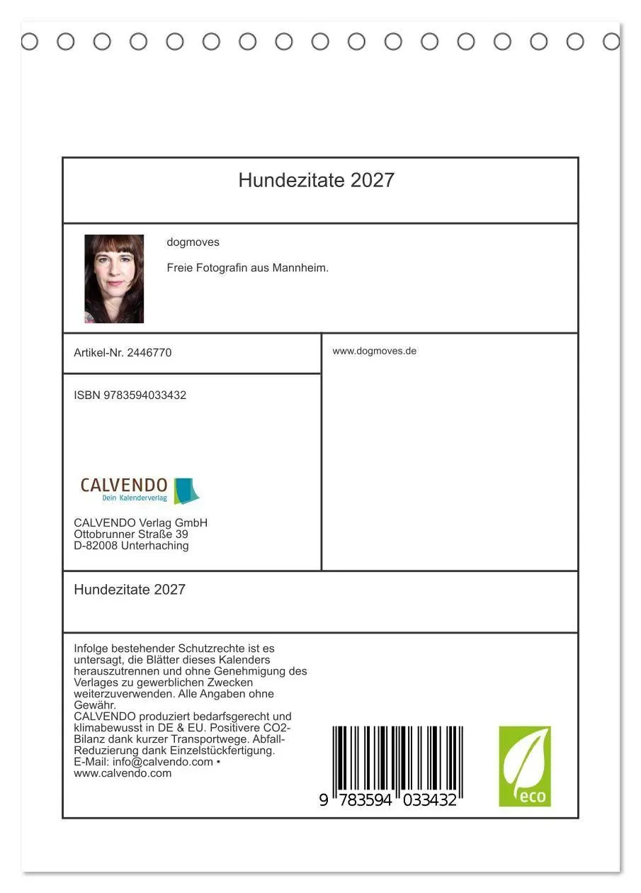 Bild: 9783594033432 | Hundezitate 2027 (Tischkalender 2027 DIN A5 hoch), CALVENDO...