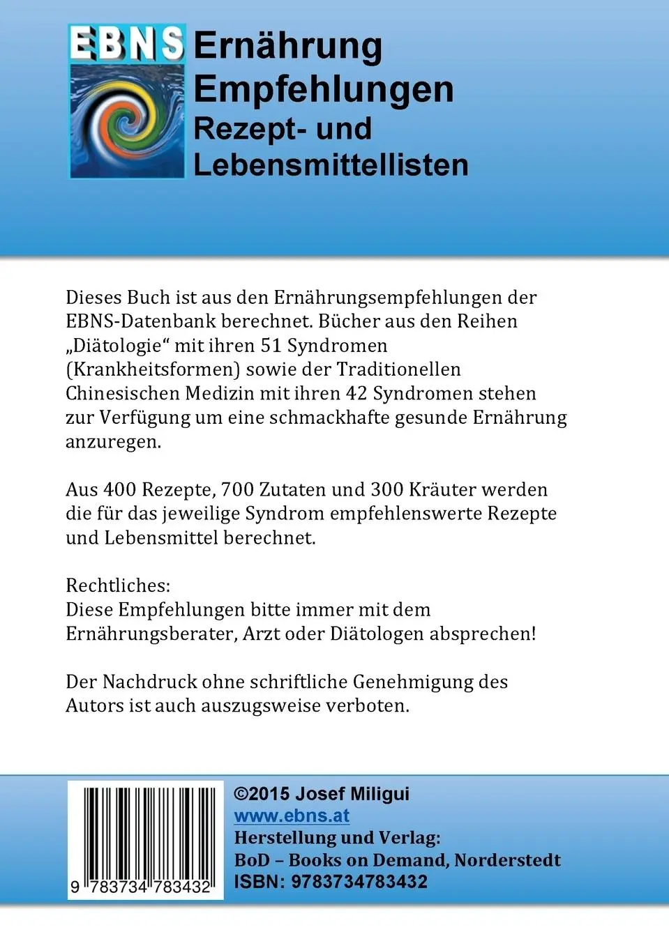 Rückseite: 9783734783432 | Ernährung bei Bauchspeicheldrüsenkrebs | Josef Miligui | Taschenbuch
