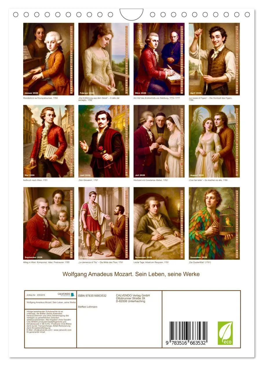Bild: 9783516663532 | Wolfgang Amadeus Mozart. Sein Leben, seine Werke (Wandkalender 2026...