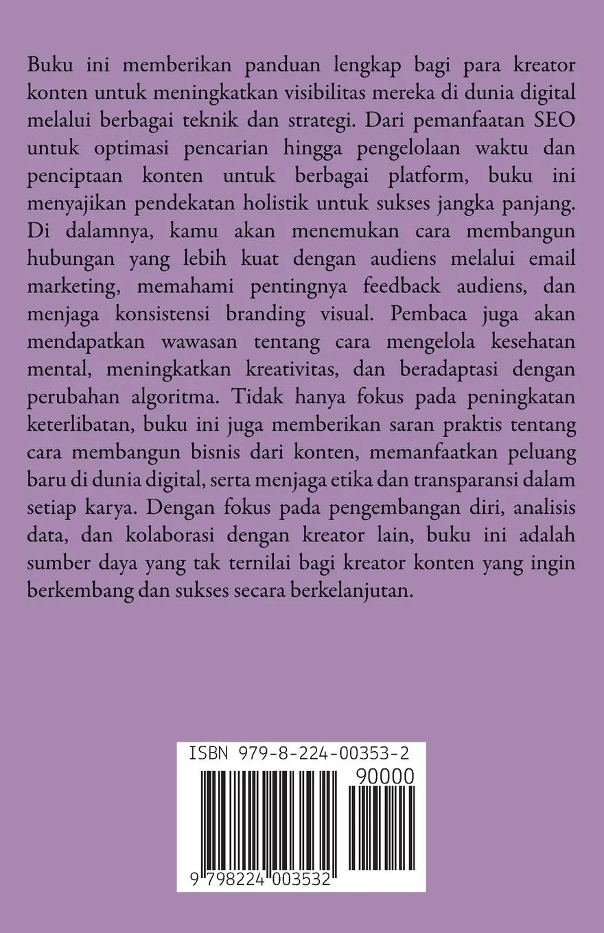 Rückseite: 9798224003532 | Pengelolaan Yang Efektif Untuk Kreator Konten | Dayat Suryana | Buch