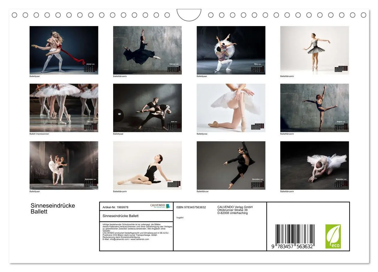 Bild: 9783457563632 | Sinneseindrücke Ballett (Wandkalender 2026 DIN A4 quer), CALVENDO...