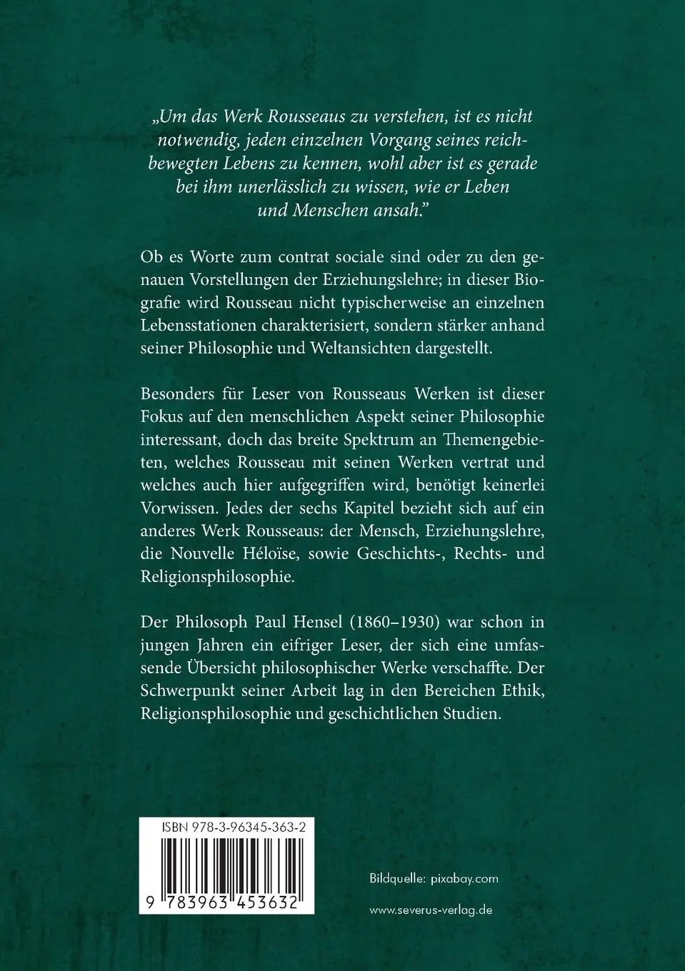 Rückseite: 9783963453632 | Rousseau. Eine Biografie | Eine philosophische Abhandlung | Hensel