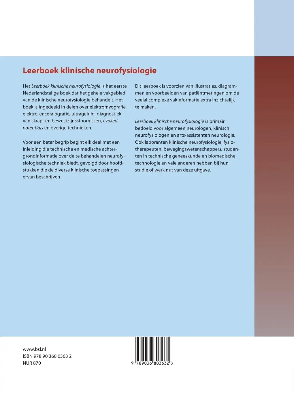 Rückseite: 9789036803632 | Leerboek Klinische Neurofysiologie | Machiel Zwarts (u. a.) | Buch