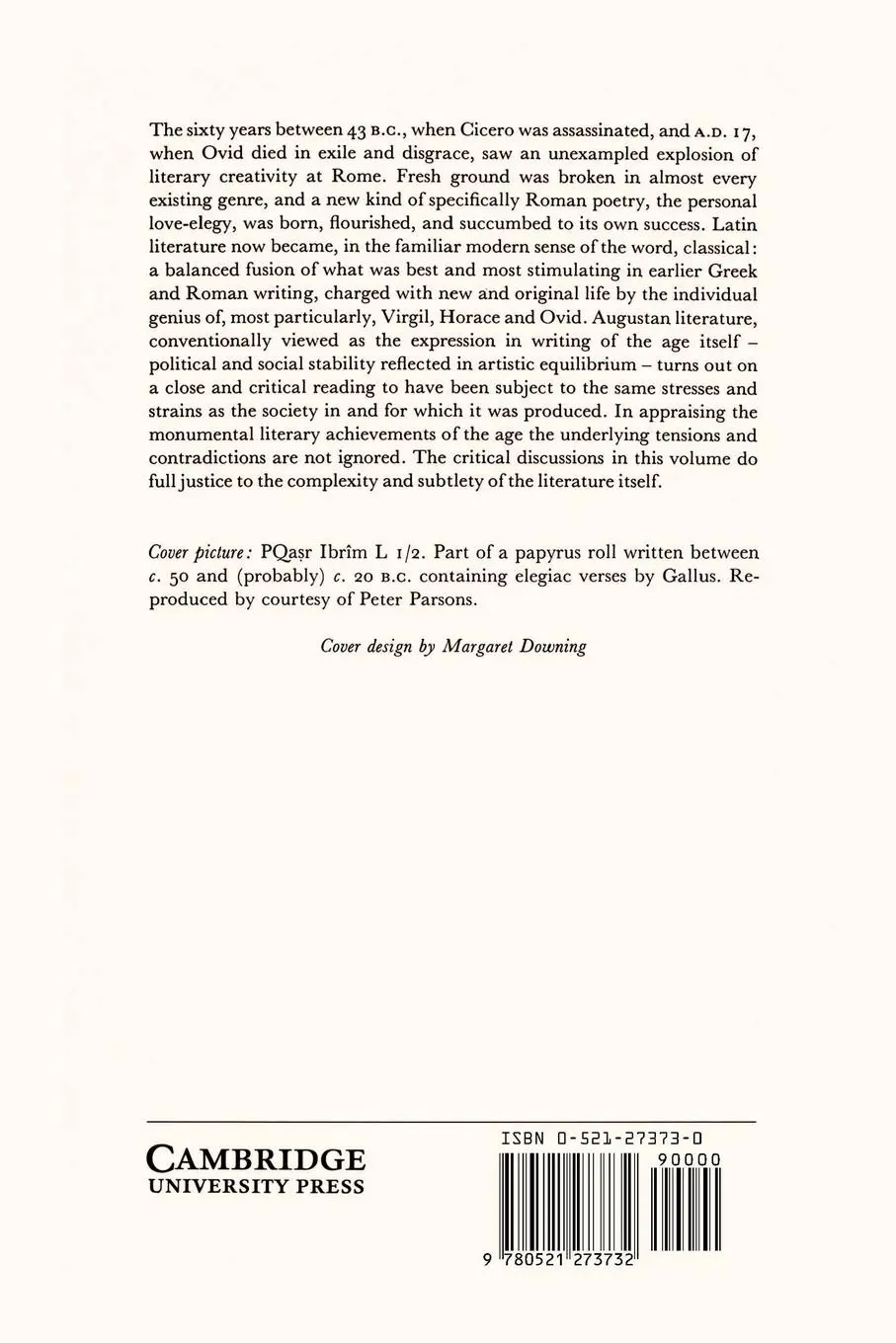Rückseite: 9780521273732 | The Age of Augustus | Latin Literature Part 3 | E. J. Kenney (u. a.)