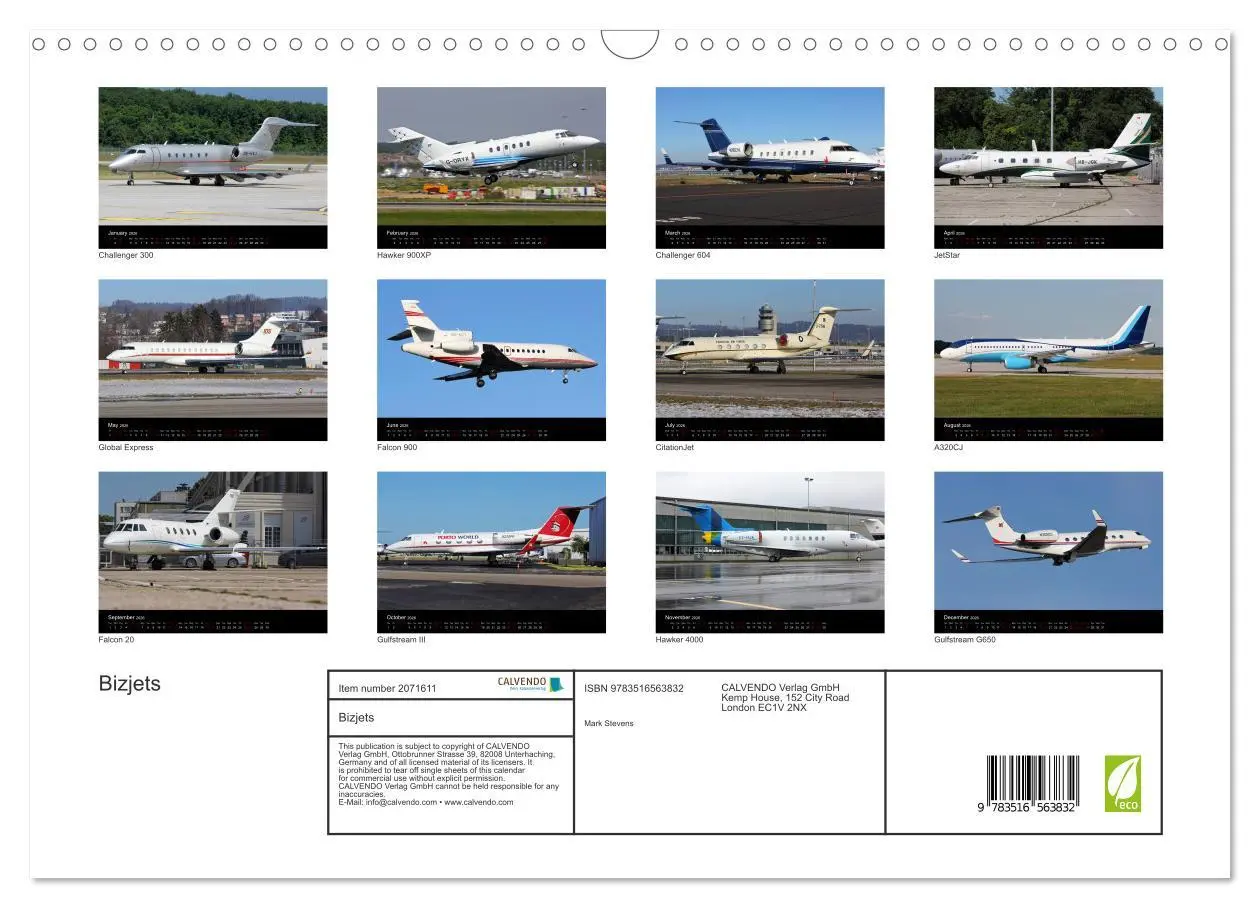 Bild: 9783516563832 | Bizjets (Wall Calendar 2026 DIN A3 landscape), CALVENDO 12 Month...