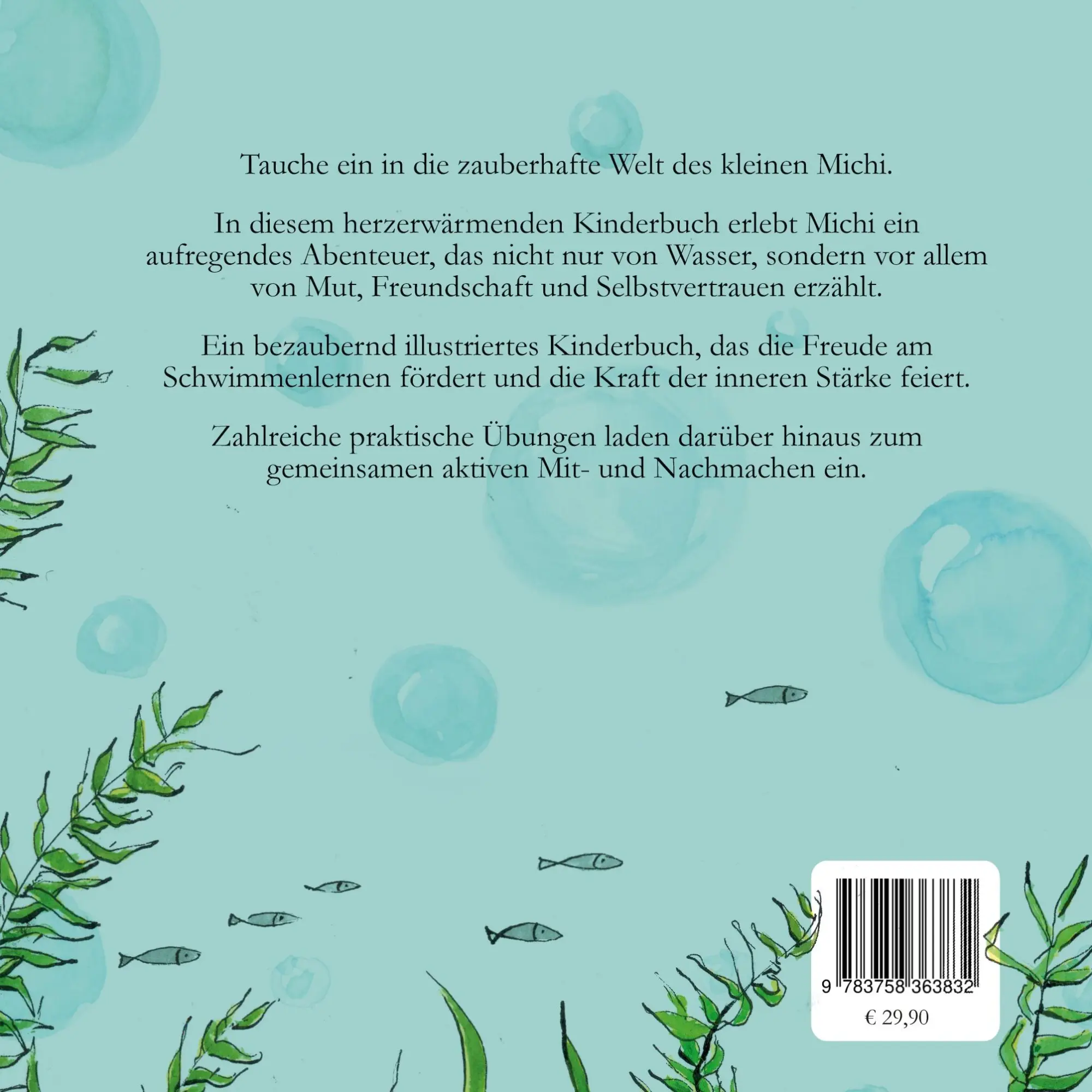 Rückseite: 9783758363832 | Michi taucht ein | Schwimmenlernen ohne Angst. Bilderbuch ab 3 Jahren