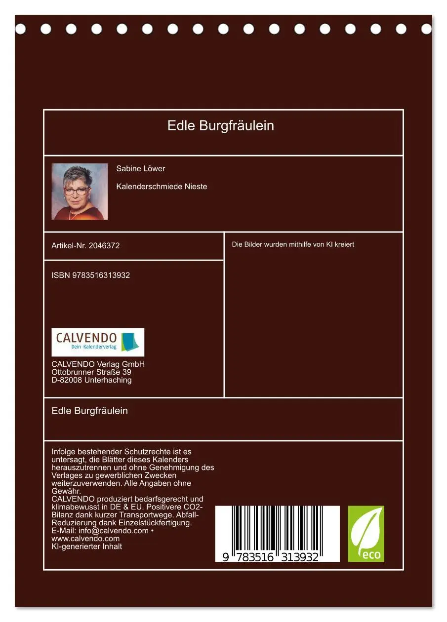 Bild: 9783516313932 | Edle Burgfräulein (Tischkalender 2026 DIN A5 hoch), CALVENDO...