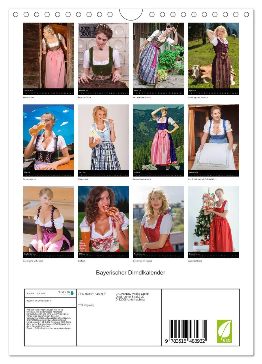 Bild: 9783516483932 | Bayerischer Dirndlkalender (Wandkalender 2026 DIN A4 hoch),...