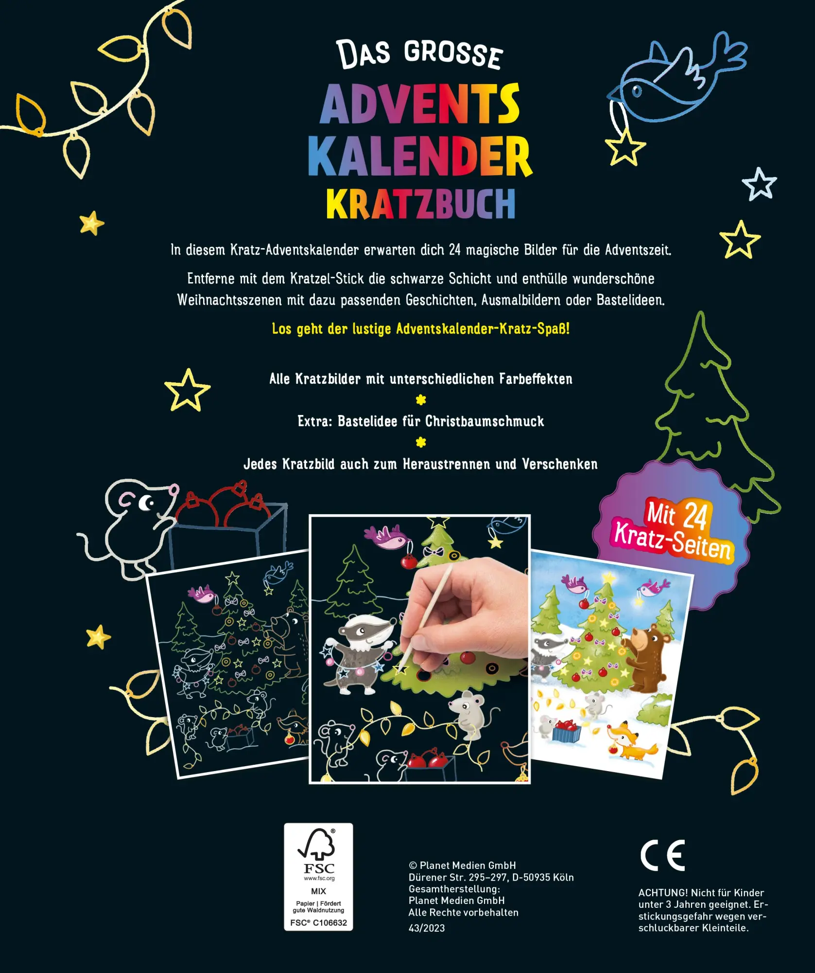 Rückseite: 9783849944032 | Das große Adventskalender Kritzel-Kratzel Buch | Taschenbuch | 50 S.