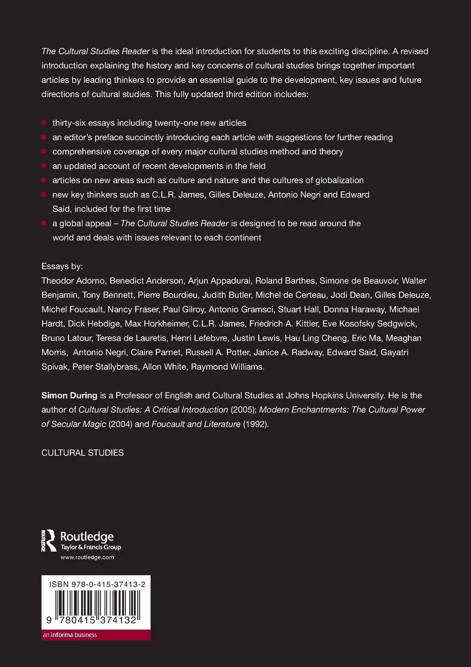 Rückseite: 9780415374132 | The Cultural Studies Reader | Simon During | Taschenbuch | Englisch