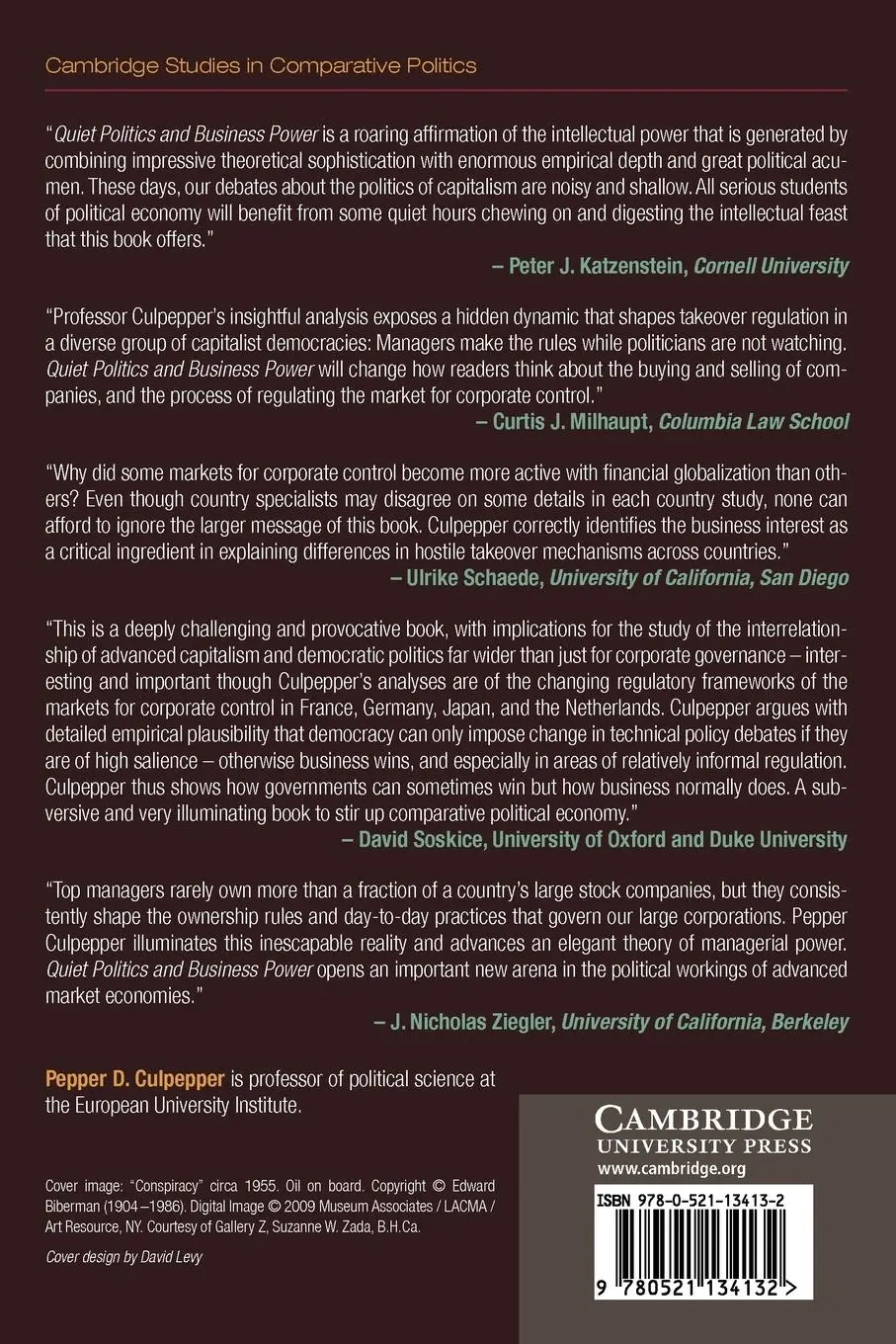 Rückseite: 9780521134132 | Quiet Politics and Business Power | Pepper D. Culpepper | Taschenbuch
