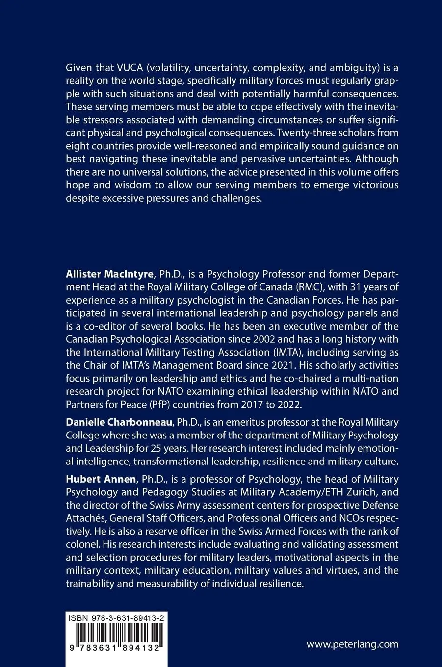 Rückseite: 9783631894132 | Positive Psychology in the Military | Hubert Annen | Buch | Englisch