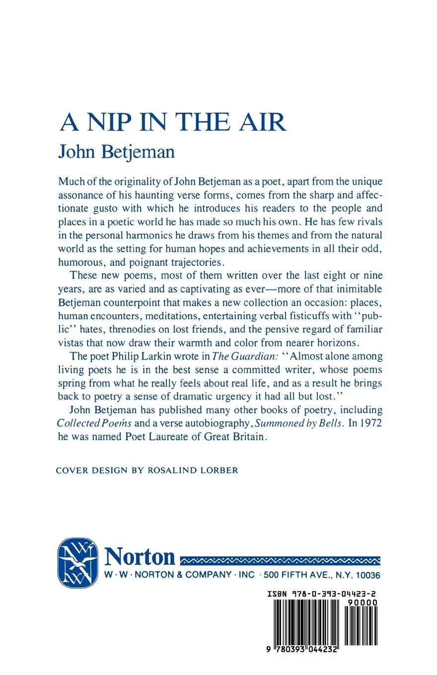 Rückseite: 9780393044232 | A Nip in the Air | Poems | John Betjeman | Taschenbuch | Englisch
