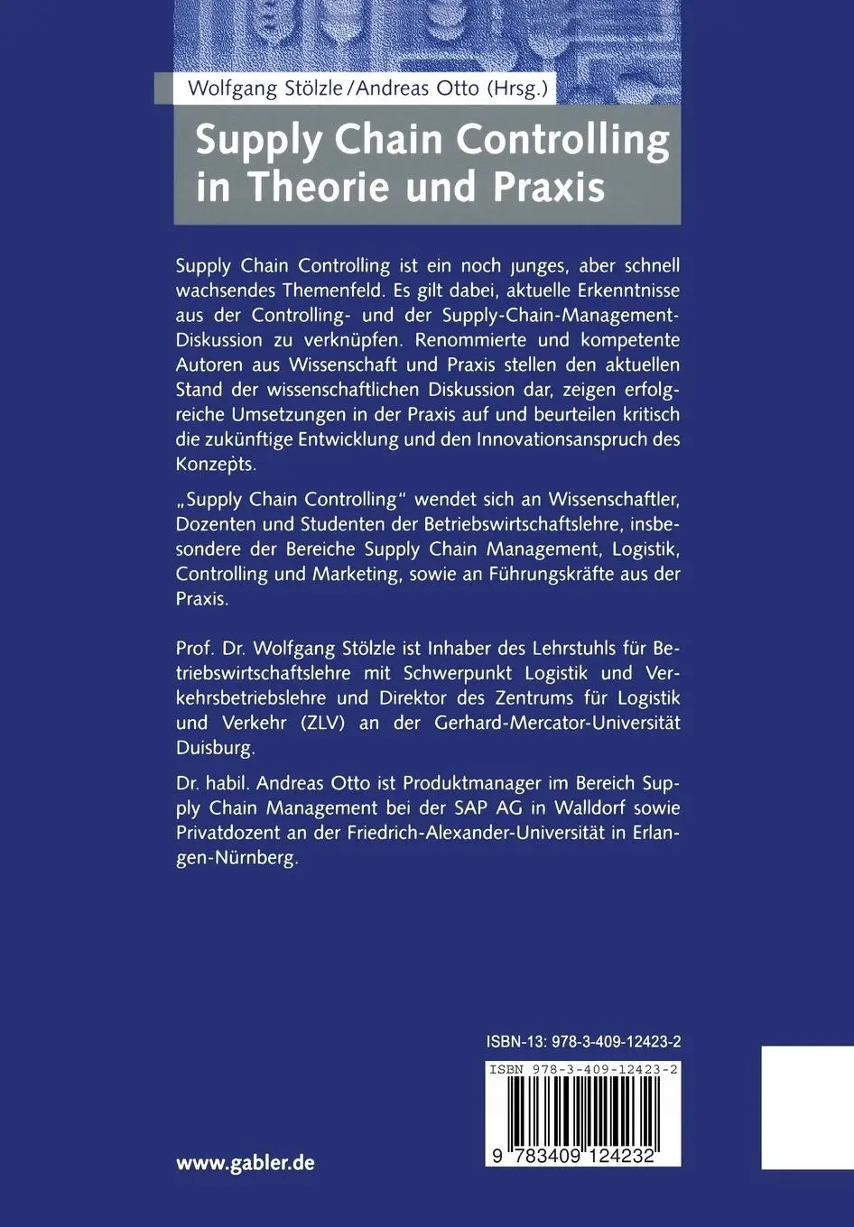 Rückseite: 9783409124232 | Supply Chain Controlling in Theorie und Praxis | Andreas Otto (u. a.)