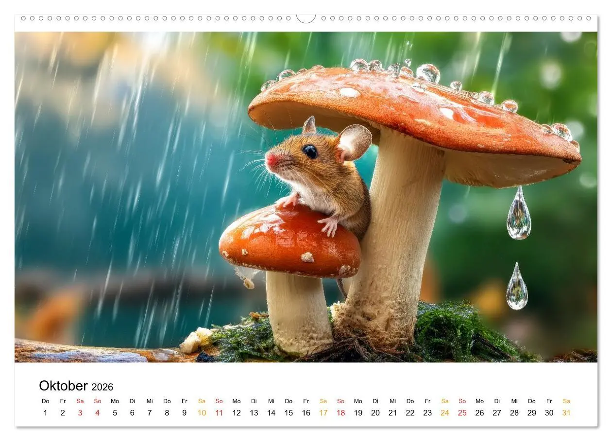 Bild: 9783516594232 | Regen? Na und! Mäuse (hochwertiger Premium Wandkalender 2026 DIN A2...