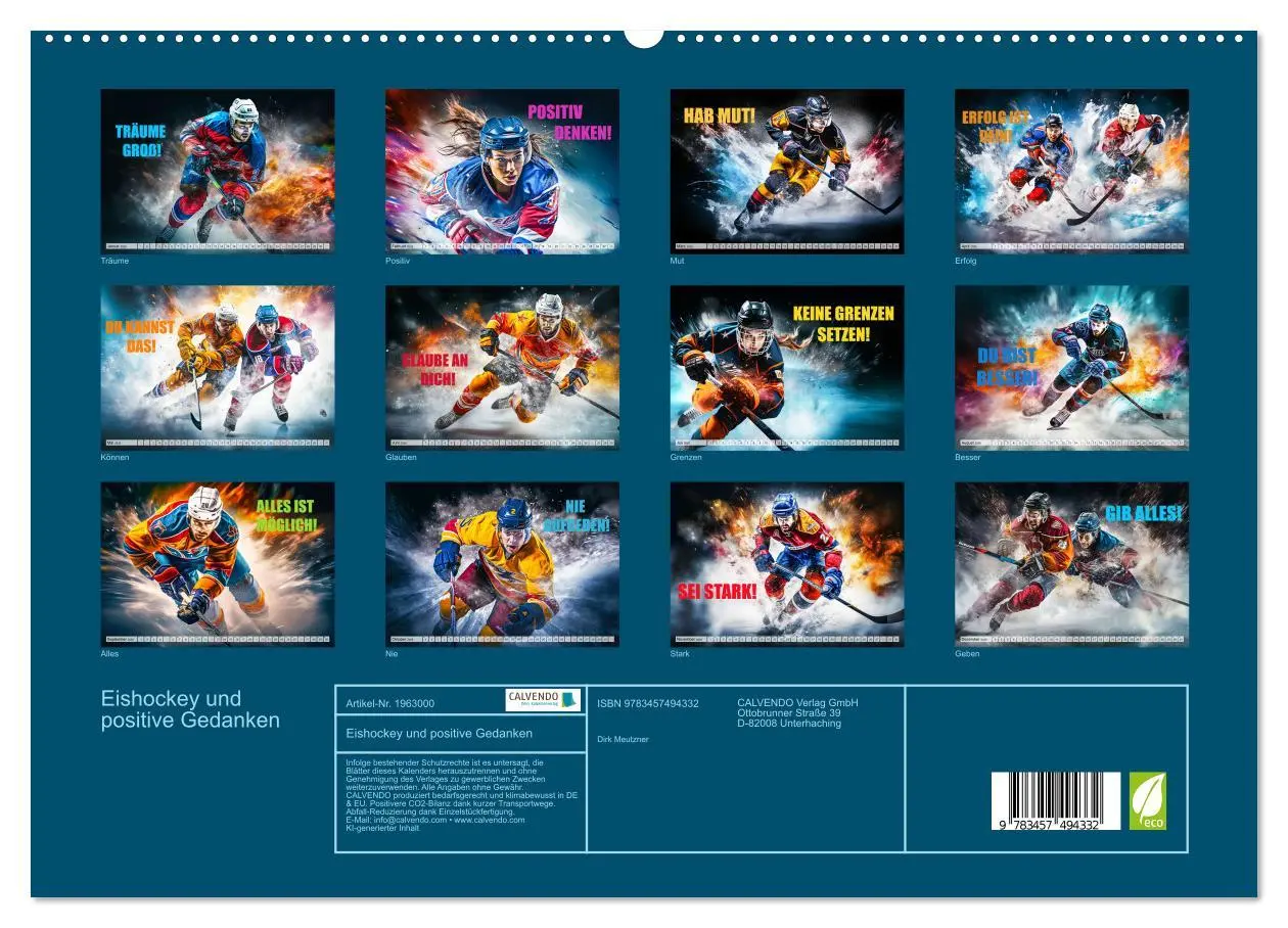 Bild: 9783457494332 | Eishockey und positive Gedanken (hochwertiger Premium Wandkalender...