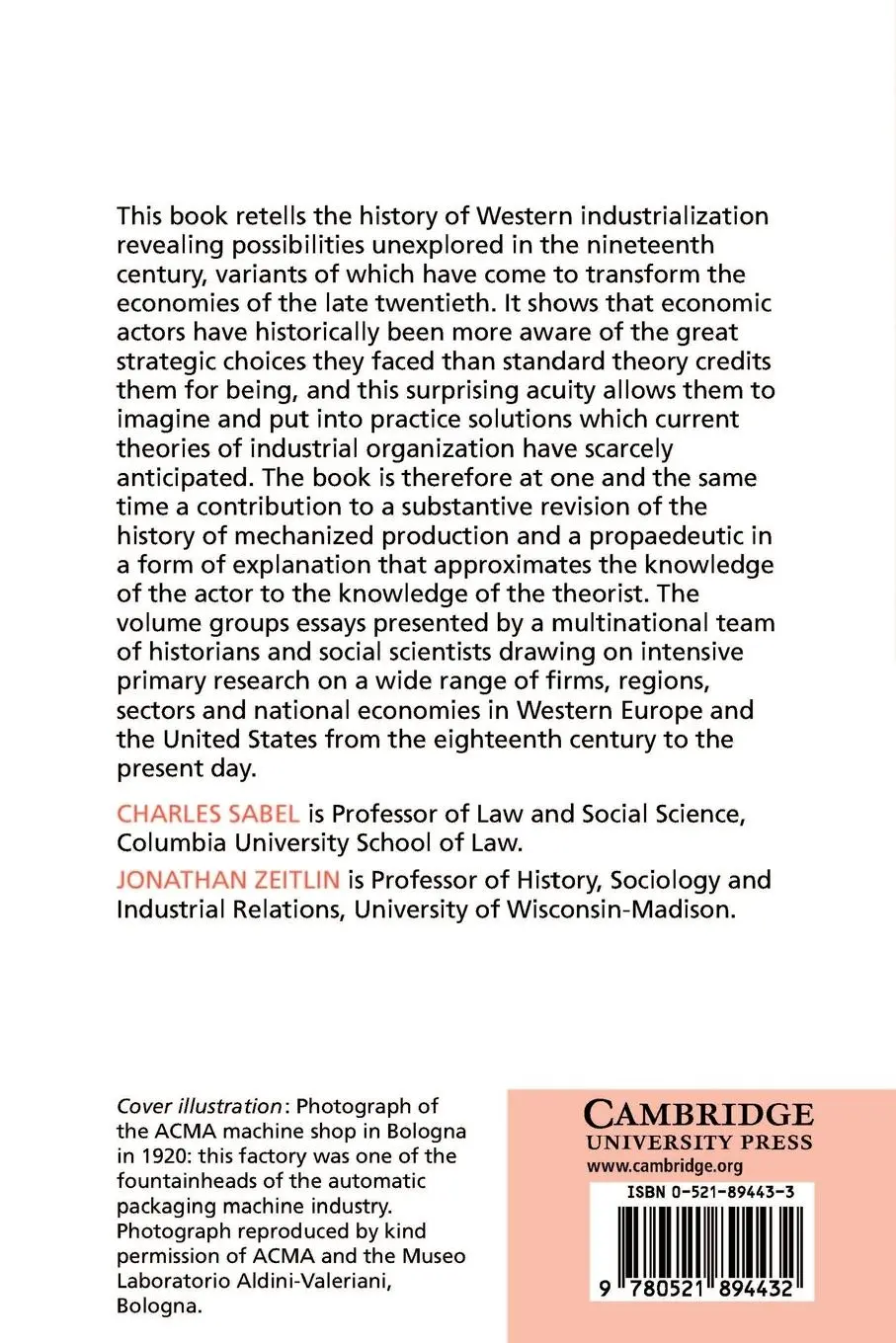 Rückseite: 9780521894432 | World of Possibilities | Charles F. Sabel (u. a.) | Taschenbuch | 2002