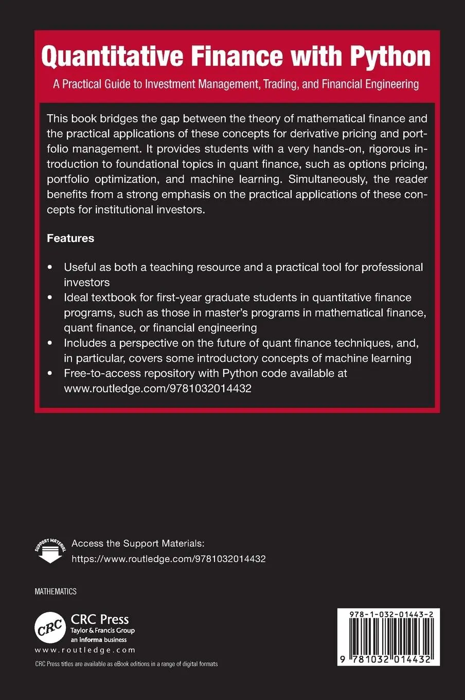 Rückseite: 9781032014432 | Quantitative Finance with Python | Chris Kelliher | Buch | Englisch
