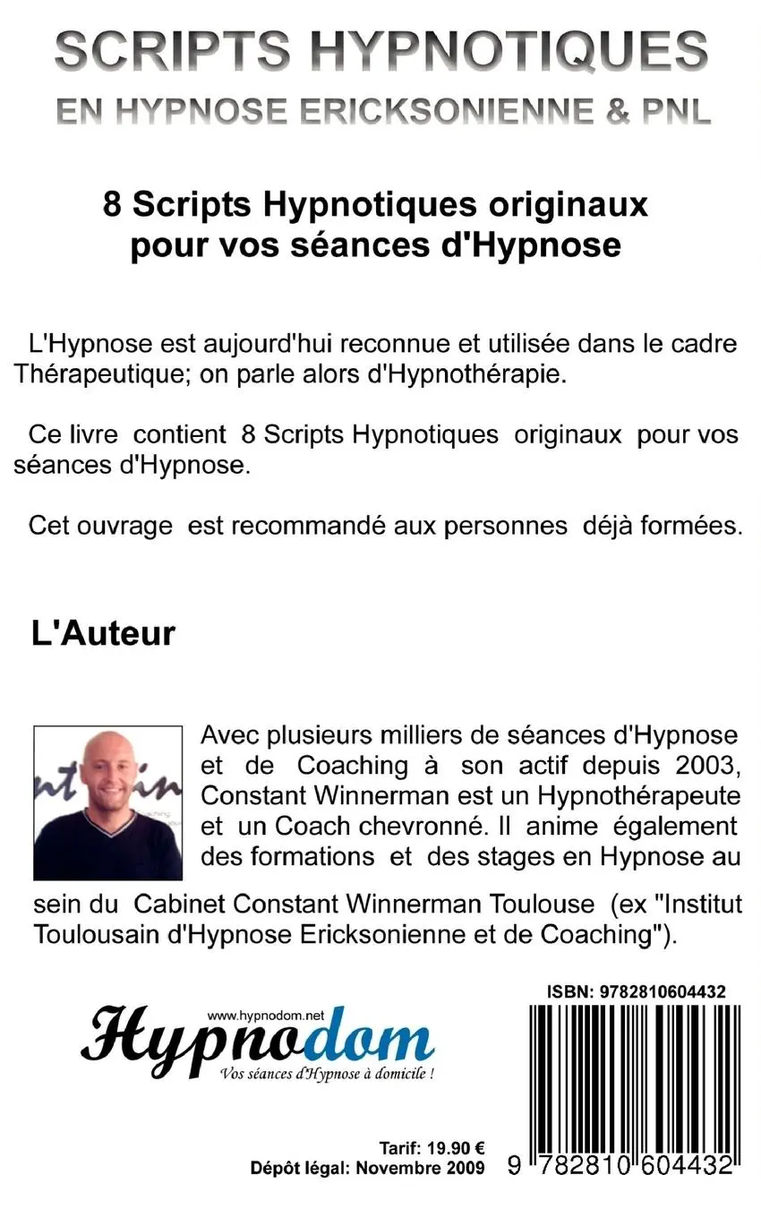 Rückseite: 9782810604432 | Scripts hypnotiques en hypnose Ericksonienne et PNL | Winnerman | Buch