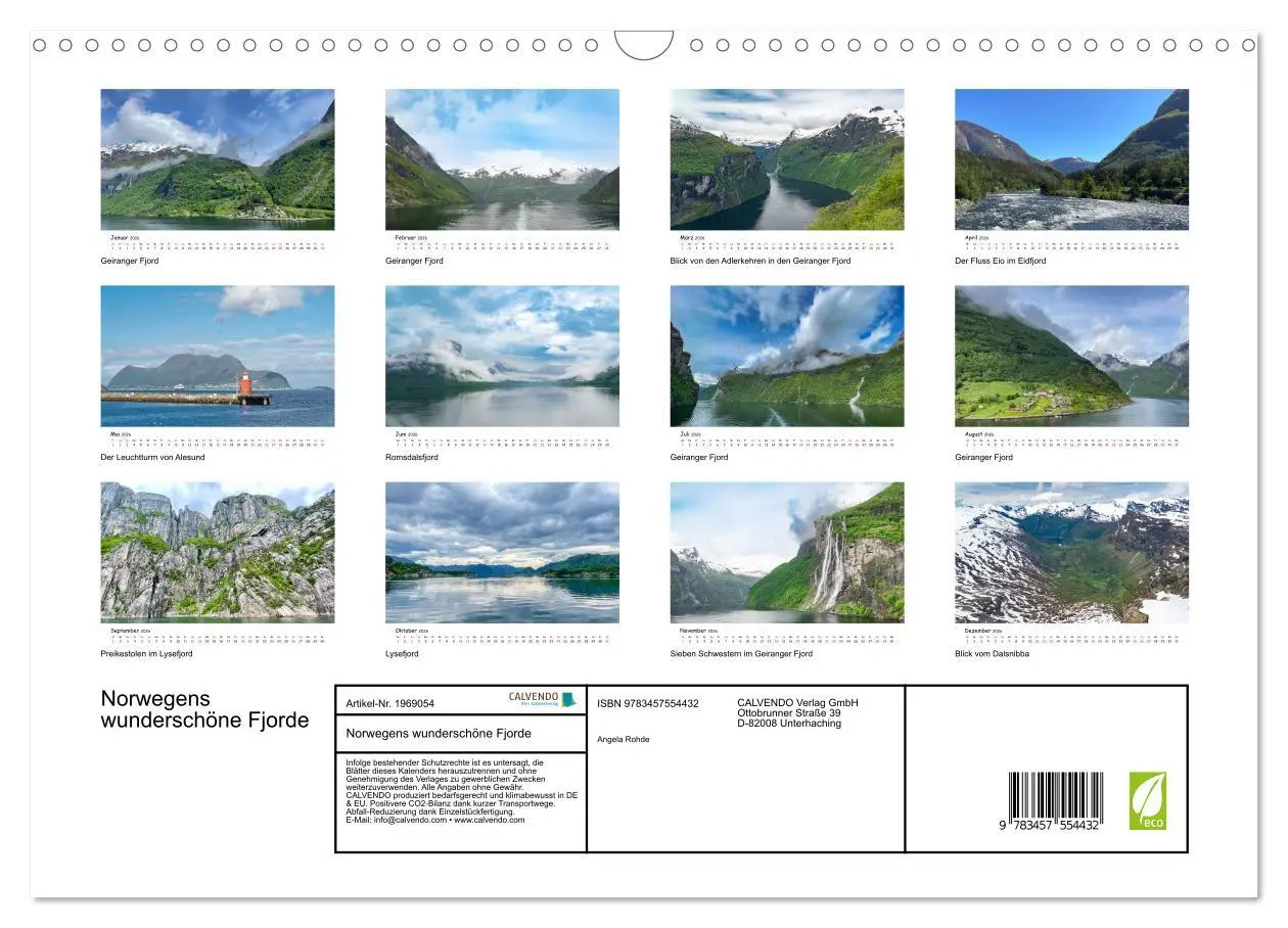 Bild: 9783457554432 | Norwegens wunderschöne Fjorde (Wandkalender 2026 DIN A3 quer),...