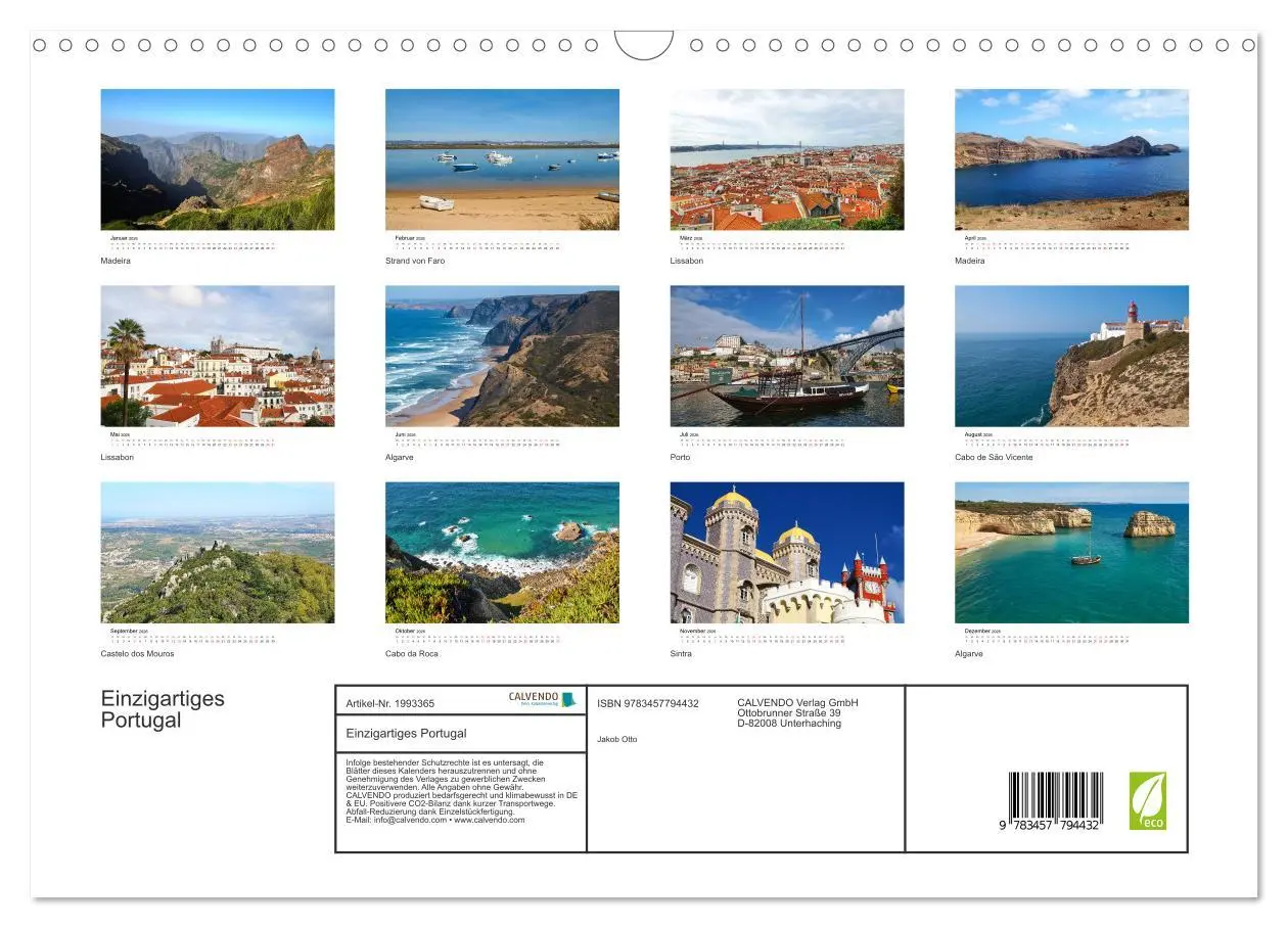 Bild: 9783457794432 | Einzigartiges Portugal (Wandkalender 2026 DIN A3 quer), CALVENDO...