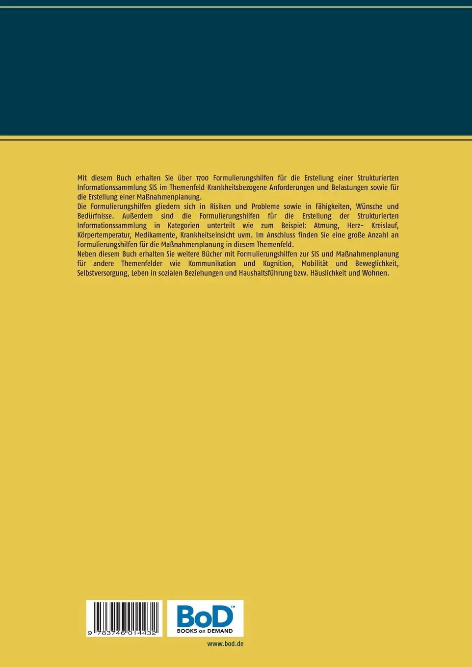 Rückseite: 9783746014432 | Formulierungshilfen für die Strukturierte Informationssammlung SIS...