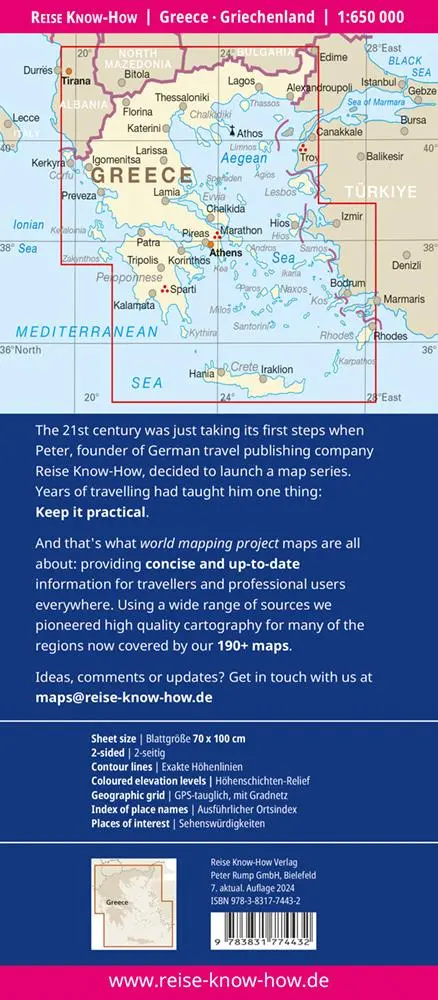 Rückseite: 9783831774432 | Reise Know-How Landkarte Griechenland / Greece (1:650.000) | Rump