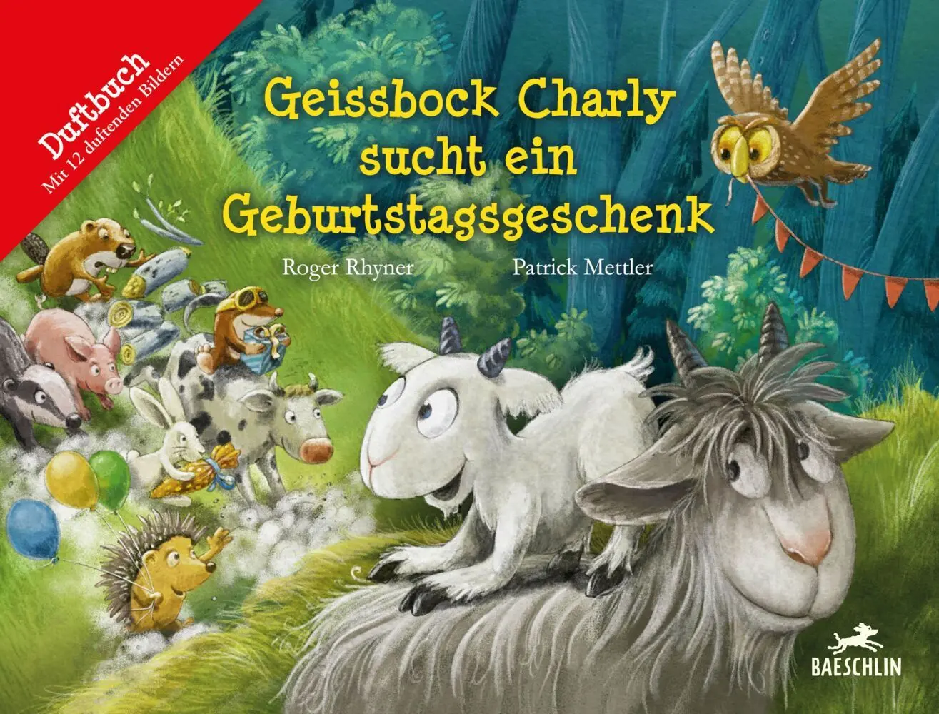 Cover: 9783855464432 | Geissbock Charly sucht ein Geburtstagsgeschenk | Duftbuch | Rhyner