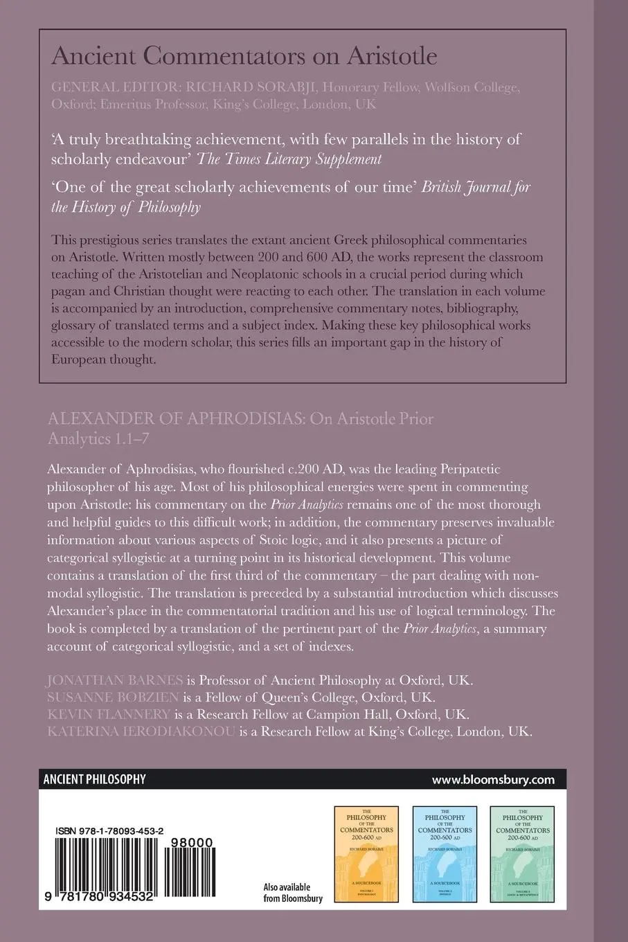 Rückseite: 9781780934532 | Alexander of Aphrodisias | On Aristotle Prior Analytics 1.1-7 | Buch